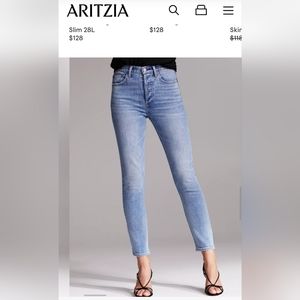 Aritzia Denim Forum Yoko High Rise Slim 28L Size 28 -EUC